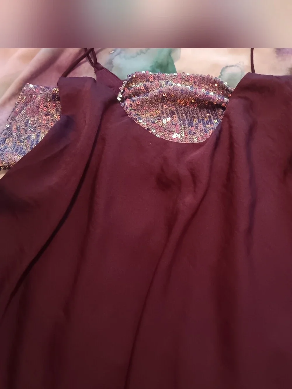Intimately By Free People Plum Silver Sequin Layered Camisole Top NWT Medium - Picture 9 of 9